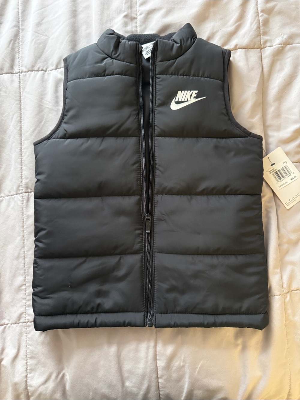 Nike Black Puffer Vest for Kids with White Logo